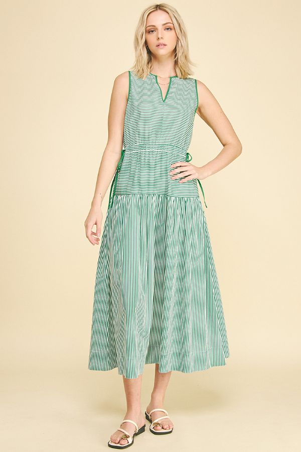 pinch tiered midi dress Pinch Navy Contrast Stripe Tiered Midi Dress
