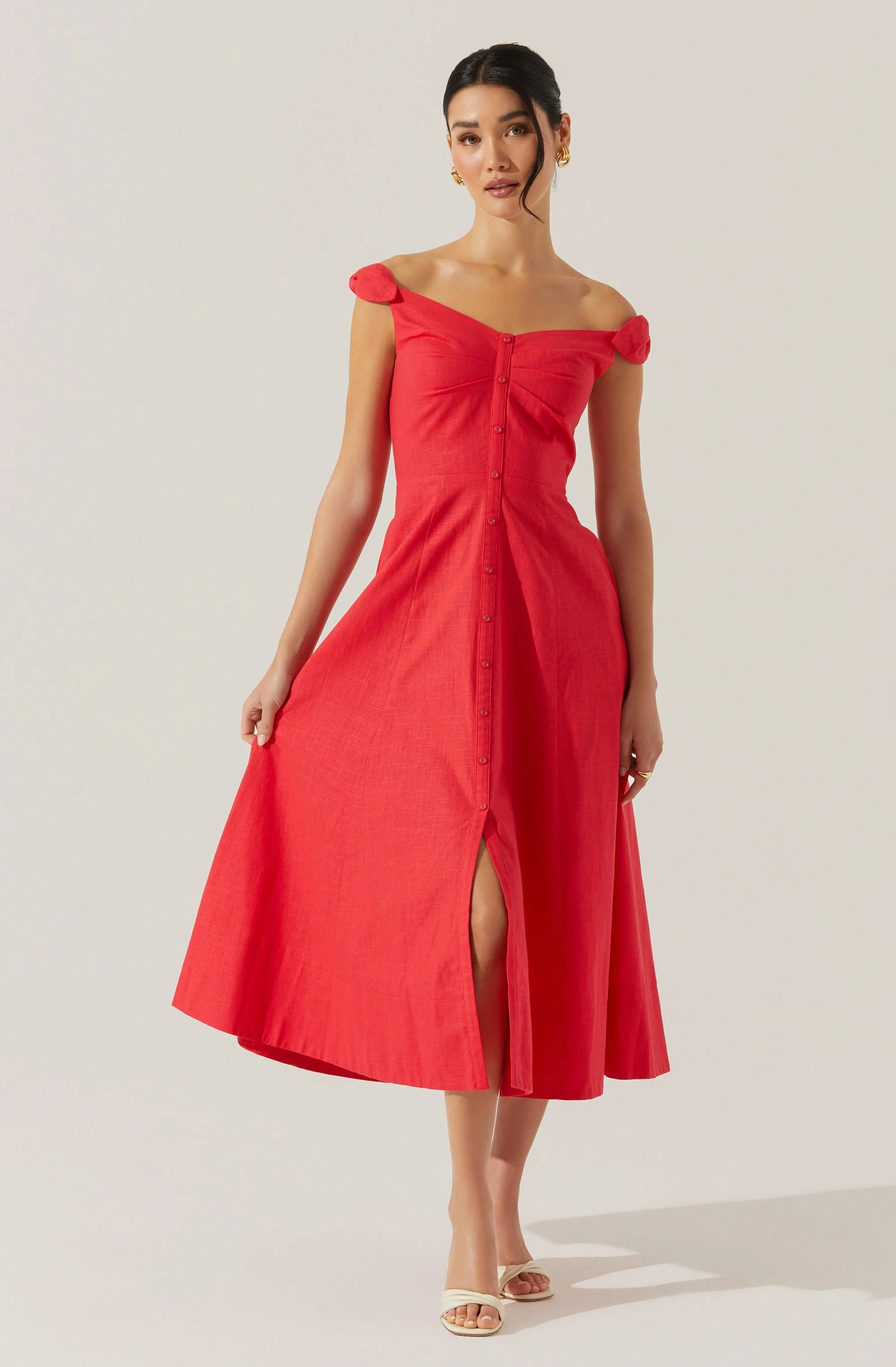 ASTR Charelin Linen Off Shoulder Dress RJ Pope ASTR Charelin Linen Off Shoulder Dress RJ Pope