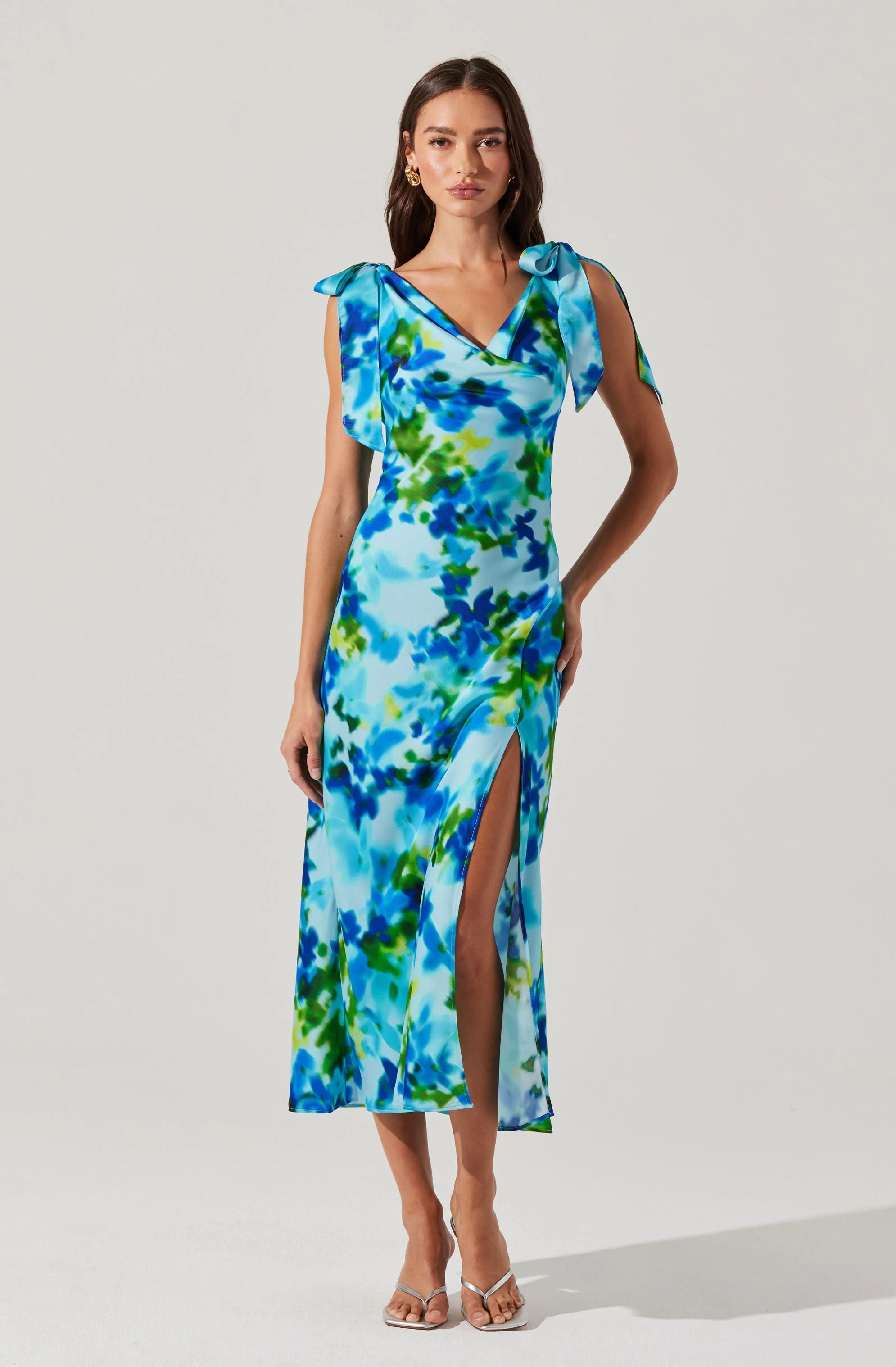 ASTR The Label Allexina Satin Cowl Neck Midi Dress RJ Pope ASTR The Label Allexina Satin Cowl Neck Midi Dress RJ Pope