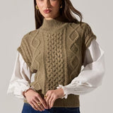 ASTR the Label Angeline Contrast Cable Knit Sweater