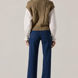ASTR the Label Angeline Contrast Cable Knit Sweater