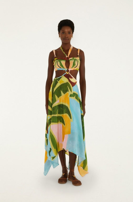 Farm Rio Multicolor Tropical Painting Cut-Out Buckles Maxi Dress – RJ Pope