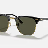 RayBan Clubmaster Classic - Polished Black on Gold with G-15 Green