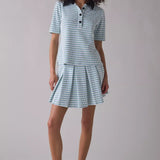 Maude Club Charlie Micro-Check Short Sleeve Polo Top