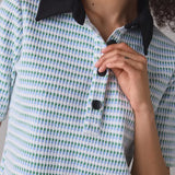 Maude Club Charlie Micro-Check Short Sleeve Polo Top