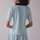 Maude Club Charlie Micro-Check Short Sleeve Polo Top