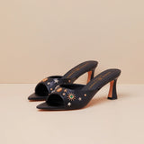 Chinese Laundry Yarah Black Studded High Heel Slide Sandals