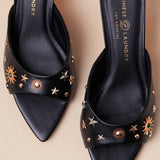 Chinese Laundry Yarah Black Studded High Heel Slide Sandals