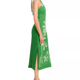 Farm Rio Linen Palm Tree Embroidered Dress