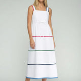 Vilagallo White Dress With Straps And Stripes