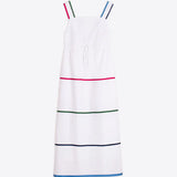 Vilagallo White Dress With Straps And Stripes