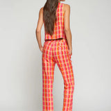 Vilagallo Straight Leg Trousers with Pink and Orange Geometric Print