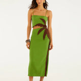 Farm Rio Green Palm Tree Maxi Dress