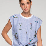 Vilagallo Blue Striped T-Shirt Golf Knot