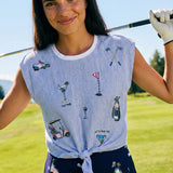 Vilagallo Blue Striped T-Shirt Golf Knot