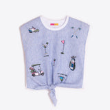 Vilagallo Blue Striped T-Shirt Golf Knot