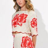 Adelyn Rae Rylee Scallop Printed Sleeve Top