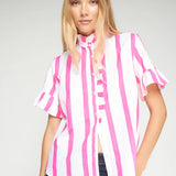 Vilagallo Pink Striped Shirt With Ruffle