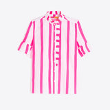 Vilagallo Pink Striped Shirt With Ruffle
