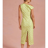 Strut and Bolt Chainlink Asymmetrical One Shoulder Midi Dress