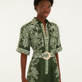 Farm Rio Dark Green Miranda Belted Romper