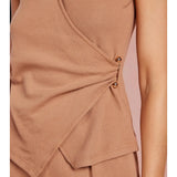 Strut and Bolt Bold Trim Wrap Sleeveless Textured Knit Top
