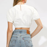 Adelyn Rae Freya Crochet Detail Short Sleeves Crop Top
