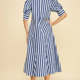 Pinch Striped V-Neck Midi