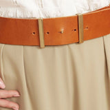 Amsterdam Heritage Julia | Women's Wide Leather Waist Belt with Gold Accents