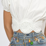 Adelyn Rae Freya Crochet Detail Short Sleeves Crop Top