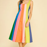 Pinch Rainbow Colorblock A-Line Midi Dress