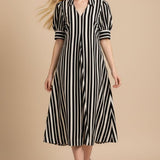 Pinch Vertical Striped Midi Dress