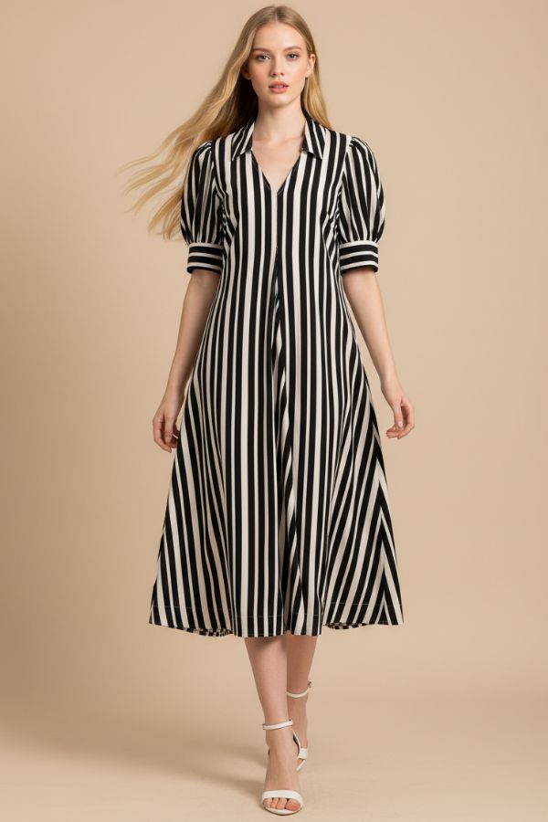 vertical striped midi dress Black Mini Striped Midi Dress S
