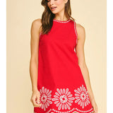 Pinch Floral Embroidered Mini Dress