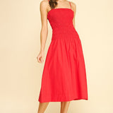 Pinch Smocking Detailed Midi Dress
