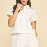 Pinch Embroidery Button Down Shirt