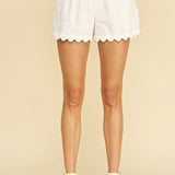 Pinch Embroidery Wide Shorts