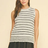 Pinch Striped Knit Sweater Top