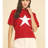 Pinch Star Graphic Short-Sleeve Mock Neck Sweater