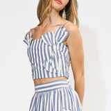 Adelyn Rae Emma Striped 3D Floral Detail Crop Top