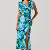 ASTR The Label Allexina Satin Cowl Neck Midi Dress