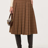 ASTR the Label Vena Pleated Plaid Midi Skirt