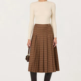 ASTR the Label Vena Pleated Plaid Midi Skirt