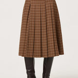 ASTR the Label Vena Pleated Plaid Midi Skirt