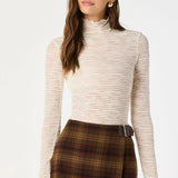 ASTR the Label Kyra Long Sleeve Sheer Mock Neck Top