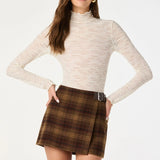 ASTR the Label Kyra Long Sleeve Sheer Mock Neck Top