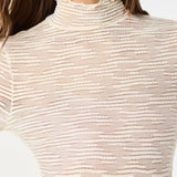 ASTR the Label Kyra Long Sleeve Sheer Mock Neck Top
