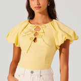 ASTR The Label Aine Poplin Puff Sleeve Top