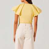 ASTR The Label Aine Poplin Puff Sleeve Top