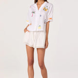ASTR The Label Vesa Embroidered Linen Button-Up Top
